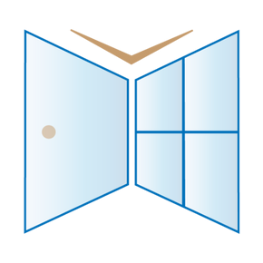 Ein offenes Fenster mit vier Panen und einem kleinen Türgriff.